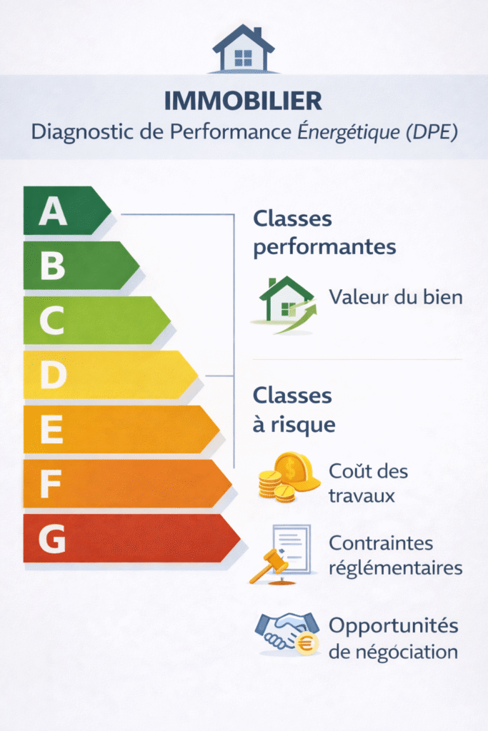 schéma explicatif sur la DPE d'un bien immobilier 