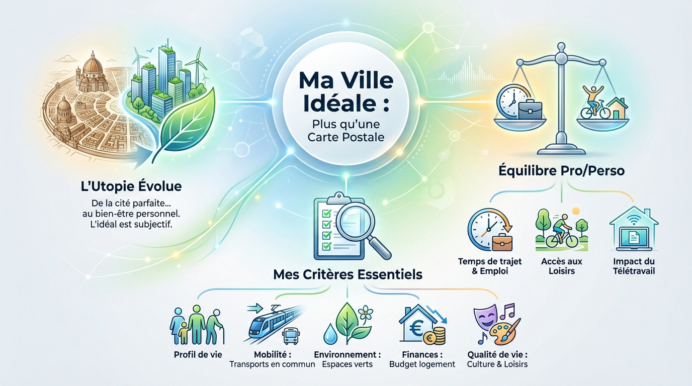 Illustration des critères personnels pour choisir sa ville idéale : équilibre vie pro et perso