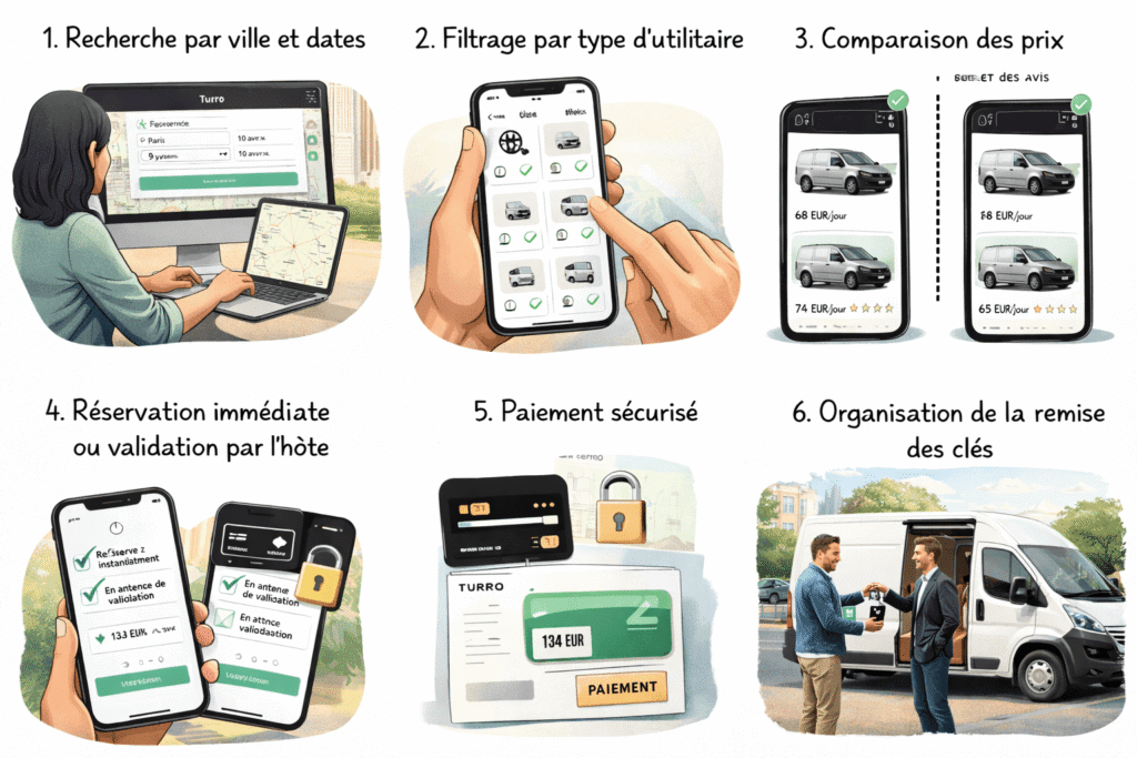 réservation d'un véhicule sur l'application Turo